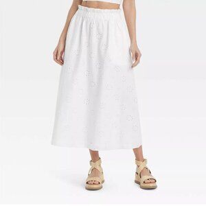 a new day White Eyelet Maxi Skirt fairy boho festival western country boots